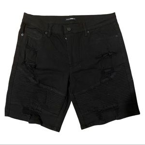 Fashion Nova Black Distressed/Ribbed Shorts 34